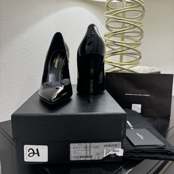 Saint Laurent YSL Opyum 110 Logo Heel Pump Patent Black 38 main image 2